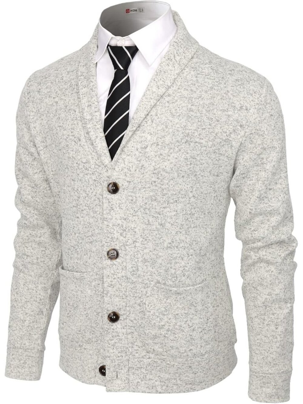 Mens Casual Comfortable Fit Cardigan Sweater Shawl Collar Soft Fabric